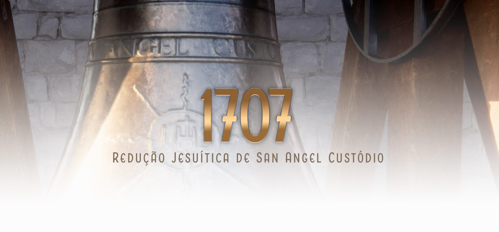 Arte original do projeto San Angel Custódio com o sino e o título 1707